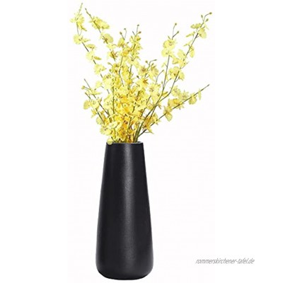 Vase Schwarz Matt Kleine Vase Keramik Blumenvase Vasen Wohnaccessoires & Deko für Wohnzimmer Küche Tisch Zuhause Büro 6.5 x 20cm
