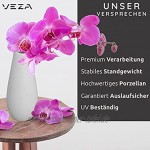 VEZA® Premium Vase für Pampasgras Blumenvase matt weiß Porzellan Vase handgefertigt – Deko Vase Wohnzimmer – Sicherer Stand – 21 cm hoch – 4,5 cm Durchmesser