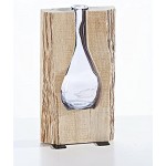 Weltbild Holz Glas Vase Wood 33cm Vase Glas mit Deko Holz für Tischdeko Esstisch Vasen Deko Vasen für Pampasgras UVM | Holzvasen Deko Natur Jede Glas Vase durch Holz versch. Maserung EIN Unikat