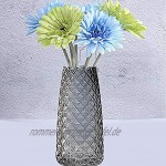 Zunbo Blumenvase aus Glas Höhe 22 cm modern halbtransparent Grau für Büro Zuhause Tisch Textur von Ananas