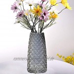 Zunbo Blumenvase aus Glas Höhe 22 cm modern halbtransparent Grau für Büro Zuhause Tisch Textur von Ananas