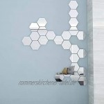 12 Stück Spiegelfliesen selbstklebend 10cm sechseckiger Spiegel Wandaufkleber DIY Dekorative 3D Hexagon Wandspiegel Acryl-Spiegel-Aufkleber für Home Wohnzimmer Sofa TV Einstellung Wand