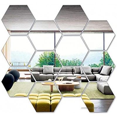 12 Stück Spiegelfliesen selbstklebend 10cm sechseckiger Spiegel Wandaufkleber DIY Dekorative 3D Hexagon Wandspiegel Acryl-Spiegel-Aufkleber für Home Wohnzimmer Sofa TV Einstellung Wand