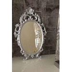 Dekorativer Barock Wandspiegel Silber Oval Spiegel Antik Spiegel Klassik Badspiegel 43x27 Prunk Spiegel C531