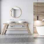 JIYUERLTD Runder Spiegel 60cm Wandspiegel Dekorative Holzrahmen Morden Spiegel für Badezimmer Eingänge Wohnzimmer und mehr Naturholz