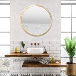 JIYUERLTD Runder Spiegel 60cm Wandspiegel Dekorative Holzrahmen Morden Spiegel für Badezimmer Eingänge Wohnzimmer und mehr Naturholz
