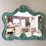 Leileixiao Klassischer Badezimmerspiegel im Retro-Stil wasserdicht dekorativer Spiegel 64 x 53 cm Grün