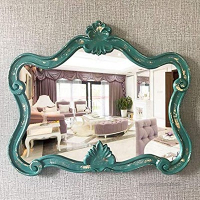 Leileixiao Klassischer Badezimmerspiegel im Retro-Stil wasserdicht dekorativer Spiegel 64 x 53 cm Grün