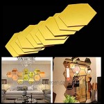 Ogquaton 12 Stück Wandsticker dekorativ sechseckig 3D Spiegel Fliesen DIY Home Room Dekoration 4 Farben Gold praktisch und praktisch