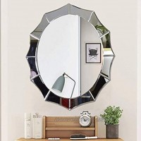 QAZ Wandspiegel ovaler Spiegel rahmenlos modern dekorativer Wandspiegel mit Wandbefestigungen Make-up-Spiegel für Badezimmer Schlafzimmer Wohnzimmer 35 × 41 cm