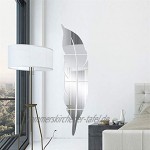 Qians Abnehmbare Acrylspiegel Feder Muster DIY Hause Dekorative Acrylspiegel Wand Blatt Kunststoff Spiegel Fliesen für Wohnkultur 15x72 cm grand