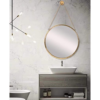 Simmer Stone Runder Spiegel mit Kette zum Aufhängen 50,8 cm mit Metallrahmen dekorativer Wandspiegel Wandhalterung Haken zur Befestigung goldfarben