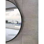 Talos Aufhängegurt in Lederoptik-Spiegel rund mit hochwertigen Aluminiumrahmen Schwarz Matt Ø 50 cm