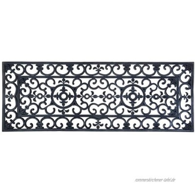 Esschert Design Schmutzfangmatte Fußmatte in schwarz aus Gummi rechteckig Größe XL extra breit ca. 120 cm x 45 cm