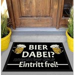 Lustige Fußmatte mit Spruch für die Haustür Bier dabei Eintritt frei! Fußabtreter als Geschenkidee für Männer rutschfest 60 x 40 cm