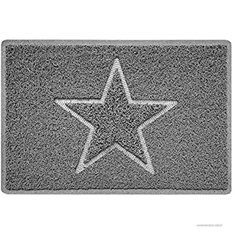 Nicoman Star Geprägt Fußmatte-Geeignet für Innen- und Schützen Außen Klein 60x40cm Grau