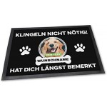 PfotenSchild Fußmatte mit eigenem Hund Klingeln Nicht nötig Personalisiert mit WUNSCHFOTO und Wunschname Hundebesitzer 60 x 40 cm