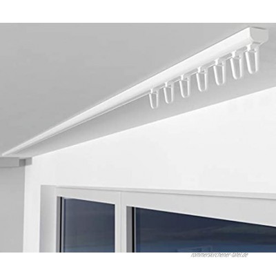 ALOHA Gardinenschiene aus Aluminium Vorhangschienen Deckenbefestigung 1-läufig für Schiebevorhänge Vorhänge SAO 1-läufig 120cm mit Faltenlegehaken Weiß