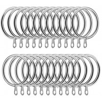 IPEAK Gardinenringe Metall Gardinenringe Hängehaken für Gardinenstangen Stange 30mm Innendurchmesser 48 Ringe Silber