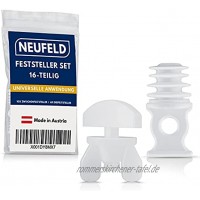 NEUFELD® Gardinenstopper Set [16 teilig] Gardinenfeststeller in Standardgröße Gardinen Feststeller für Schienen Gardinenleiste Stopper