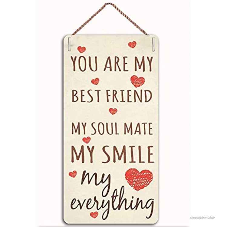 AJHERO Love Gift You are My Best Friend My Soul Mate My Smile My Everything Familien-Dekoschild Wand-Türschild 25,4 x 12,7 cm B293
