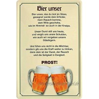 Blechschilder Bier lustiger Spruch: “Bier UNSER Prost!” Deko Schild Bar-Schild Theke 20x30 cm