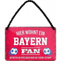 Blechschilder Hier wohnt EIN Bayern Fan Offizieller Bayern Fan Ich Bin Bayern Fan Deko Metallschild Schild Artikel Geschenk zum Geburtstag oder Weihnachten A Rot 18x12