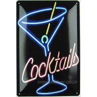 Generisch Blechschild 20x30 cm gewölbt Retro Neon Style Cocktail Bar Geschenk Magnet-Metall-Schild mit Sprüchen Vintage lustige Türschilder Bier Nostalgie Schild Deko Bar-Schild Beer Motiv