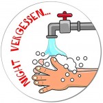 Logbuch-Verlag Händewaschen Nicht Vergessen Schild für Türe oder Wand rund 10 cm Bitte Hände Waschen Wandschild Symbol Schule Kindergarten Firma