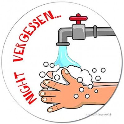 Logbuch-Verlag Händewaschen Nicht Vergessen Schild für Türe oder Wand rund 10 cm Bitte Hände Waschen Wandschild Symbol Schule Kindergarten Firma