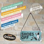 Nostalgic-Art 28044 Retro Hängeschild Achtung – Shoes Off – Türschild als Geschenk-Idee aus Metall Vintage-Design zur Dekoration