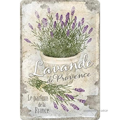 Nostalgic-Art Retro Blechschild Home & Country – Lavande de Provence – Geschenk-Idee für Nostalgie-Fans aus Metall Vintage-Dekoration 20 x 30 cm