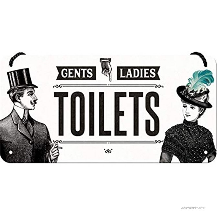 Nostalgic-Art Retro Hängeschild Ladies & Gentlemen Toilets – Türschild als Geschenk-Idee aus Metall Vintage-Design zur Dekoration 10 x 20 cm