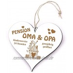 Schild Herz Spruch Pension Oma & Opa ganzjährig geöffnet Holzschild Türschild 13x12cm | Dekolando Home Accessoires