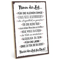 TypeStoff Holzschild mit Spruch – NIMM DIR Zeit – im Vintage-Look mit Zitat als Geschenk und Dekoration zum Thema Liebe und Achtsamkeit 19,5 x 28,2 cm