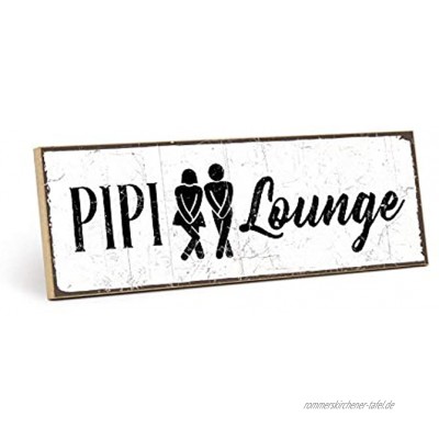 TypeStoff Holzschild mit Spruch – PIPI-Lounge – Grafik-Bild schwarz-weiß Schild Wandschild Türschild Holztafel Holzbild als Geschenk und Dekoration 9,5 x 28,2 cm