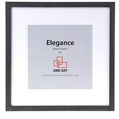 GR8! Art Elegance – 30x30cm Bilderrahmen für 20x20cm Bilder – Quadratischer Rahmen schwarz aus Echtholz – Galerie-Design mit stilvollem Passepartout.