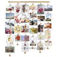 Love-KANKEI Memory Bilderrahmen Collage Fotorahmen Holzbilderrahmen mit 30 Kleinen Holzklammern Ideal Geschenk für Gedenktag wie Geburtstag Hochzeit Weihnachten usw.