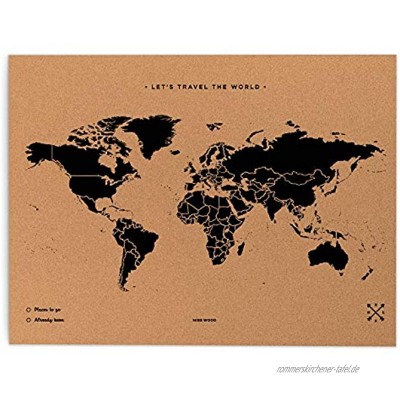 Miss Wood – Riesenweltkarte aus Kork 0.4x60x90 cm Schwarz