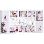 Relaxdays Bilderrahmen Familie Fotorahmen für 10 Bilder Collage Family zum Hinhängen HxBxT: 36,5 x 72 x 2 cm weiß