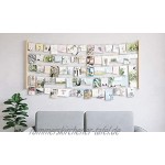 Umbra Hangit XL Fotowand – Collagenbilderrahmen mit Drahtgarn und Mini Wäscheklammern zum Aufhängen von Fotos Bildern Postkarten und Kunst Paulownia Wood Natur Einheitsgröße