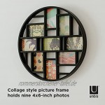 Umbra Luna Bilderrahmen Collage für 9 Fotos – Runde Fotowand für neun 10 x 15 cm Bilder Fotos Illustrationen Grafiken und Mehr Schwarz