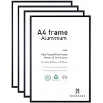 A4-Fotorahmen 4er-Pack-21x30cm schwarzer Bilderrahmen Zertifikatsrahmen für Wandmontage oder Tischaufsteller 4er-Set