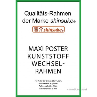 empireposter Wechselrahmen Shinsuke® Maxi-Poster 61,5x91cm Qualitätsrahmen Profil: 15mm Kunststoff Grün Acrylscheibe beidseitig foliengeschützt