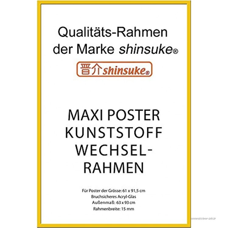 empireposter Wechselrahmen Shinsuke® Maxi-Poster 61,5x91cm Qualitätsrahmen Profil: 15mm Kunststoff Gelb Acrylscheibe beidseitig foliengeschützt