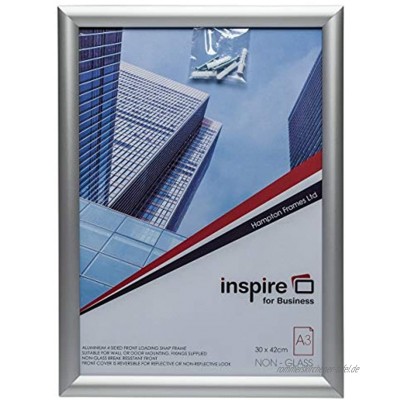 Hampton Frames SNAPA3S Bilderrahmen für Poster Zertifikate Fotorahmen A3 30 x 42 cm silberfarben