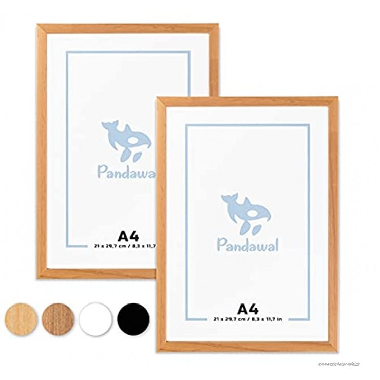 Pandawal® Bilderrahmen A4 Holz Natur 2er-Set für Poster Bilder und Fotos 21x30cm Rahmen mit Plexi-Glas DIN A4 21 x 29,7 cm