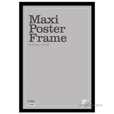 Pyramid Maxi-Bilderrahmen aus schwarzem Holz für Bilder Foto Poster Größe 61 x 91,5 cm Sicherheits-Plexiglasur 66 x 1.5 x 96 cm
