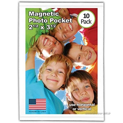 MAG-Tech magtech Magnetische Foto Pocket Rahmen weiß hält 10,2 x 15,2 cm Fotos 10 Stück weiß 2.5 x 3.5