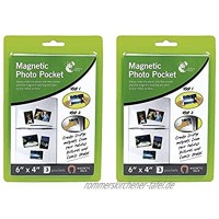 Magnetische Fototaschen-Halter für Kühlschrank Gefrierschrank 3 Taschen 15,2 x 10,2 cm 2 Packungen